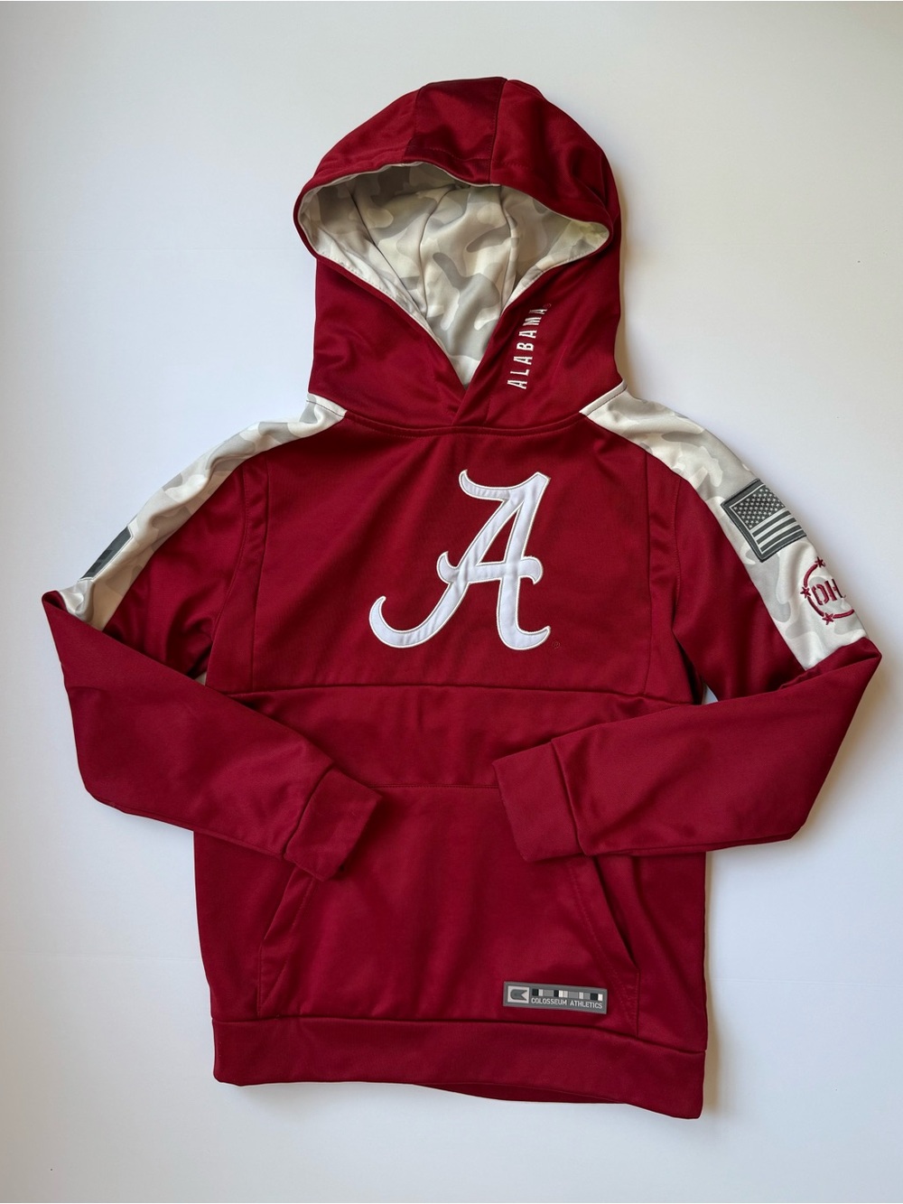 Colosseum Youth Size Medium (12-14) Alabama Crimson & Camo Hoodie Pullover